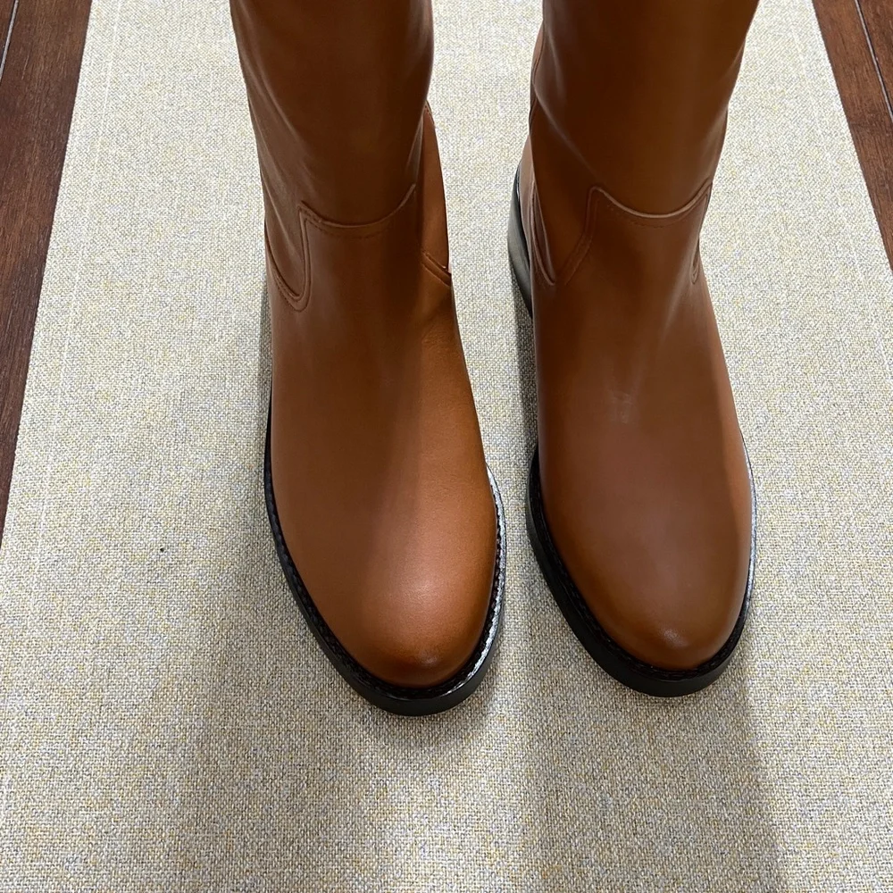 ❤️ J Crew Polished Leather Over the Knee Boot - Rich Caramel